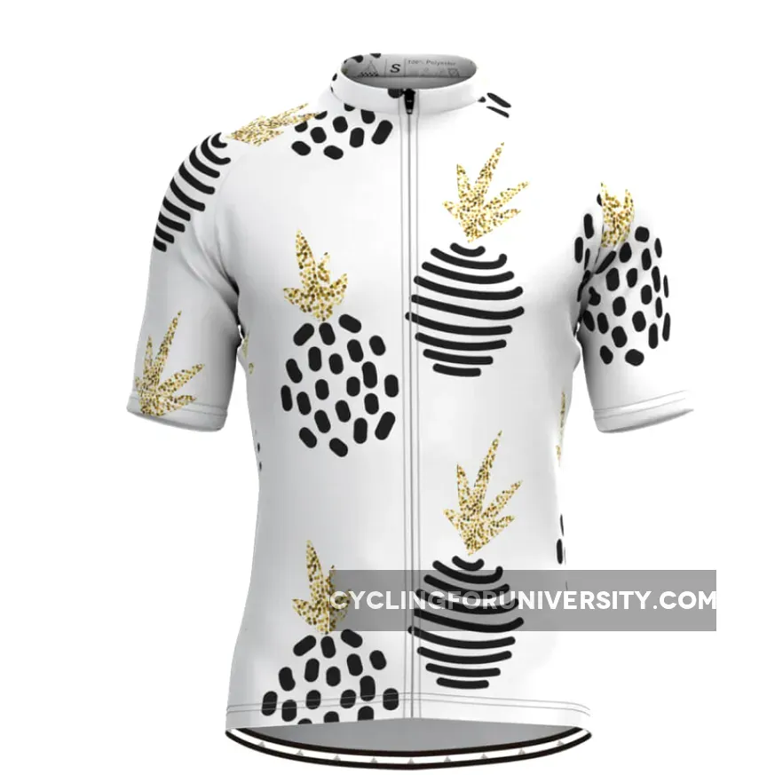 Men's Pineapple Print Cycling Jersey- Black White