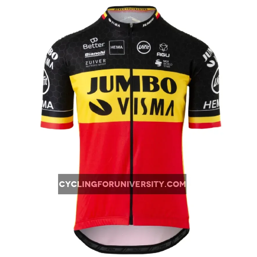 Team Jumbo Visma Short Sleeve Cycling jersey Belgium Nation Champion Jumbo Visma Cycling Jersey