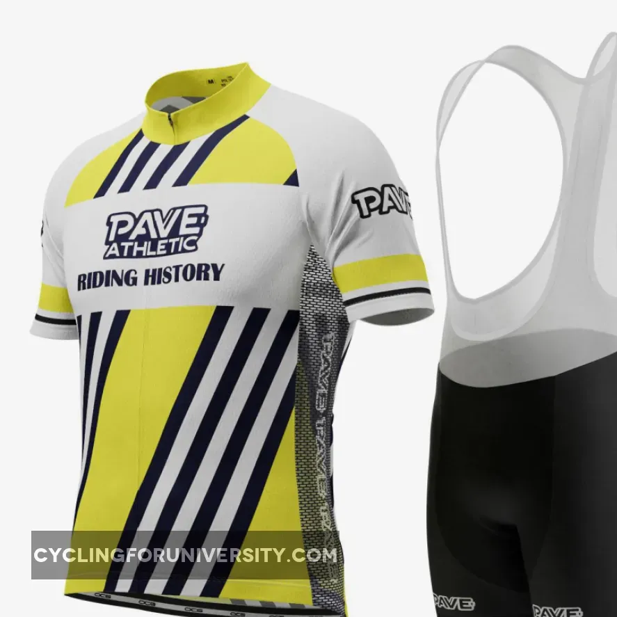 PAVE Athletic Retro Auto Yellow Short Sleeve Cycling Kit
