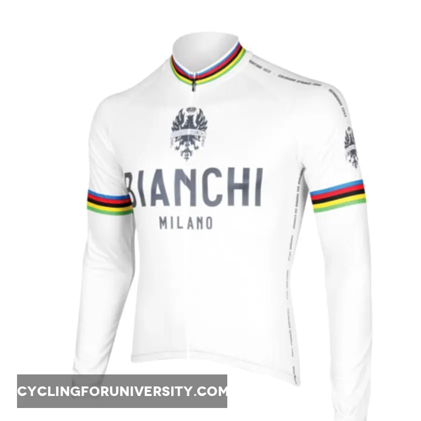 Bianchi World Champion White Cycling Jersey Long Sleeve