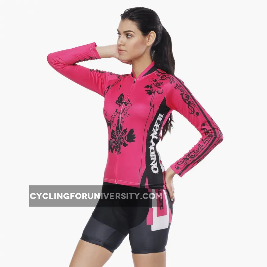 Black Flower Pink Red Women's Cycling Short-sleeve/Long-sleeve Bike Jersey/Kit T-shirt Summer Spring Road Bike Wear Mountain Bike MTB Clothes Sports Apparel Top / Suit NO. 794