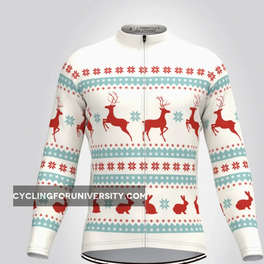 Classic Ugly Christmas sweater Men's LS Cycling Jersey - Beige