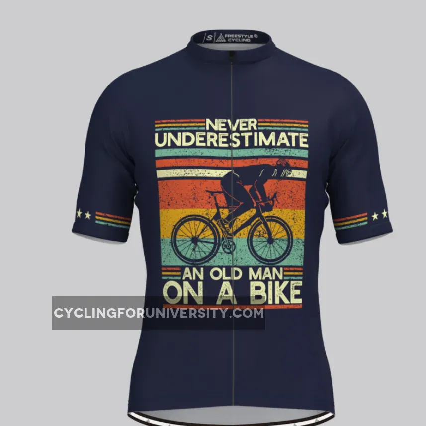 Men's Old Man Retro Cycling Jersey - Navy Outlet