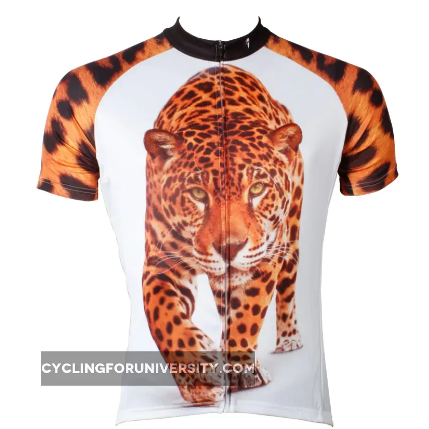 Ilpaladino Approaching Leopards Animal Men's Breathable Quick Dry Short-Sleeve Cycling Jersey Bicycling Shirts Summer Sportswear NO.566