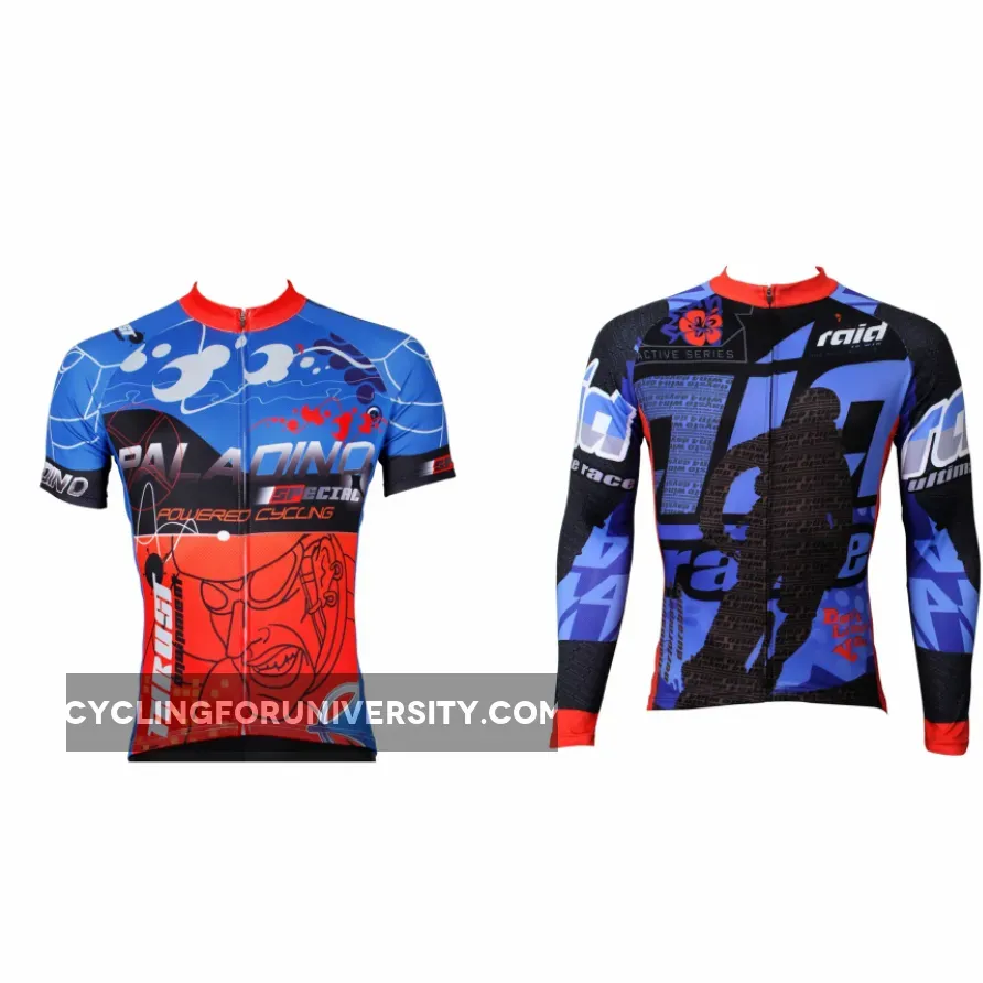 Two men's Ambitious Biking Rider Racer cycling short-sleeve&long-sleeve jerseys summer sportswear gear Pro Cycle Clothing Racing Apparel Outdoor Sports Leisure Biking T-shirt (380/383)