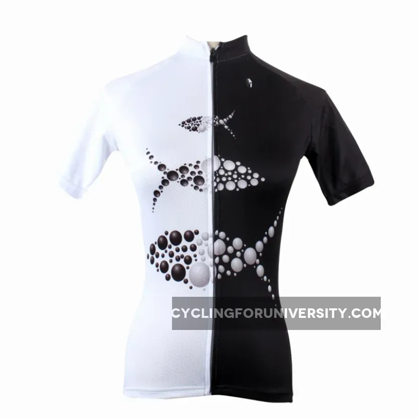 ILPALADINO Black & White Cycling Jersey Bicycling Summer Pro Cycle Apparel Outdoor Sports Leisure Biking Shirts Breathable and Comfortable NO.194