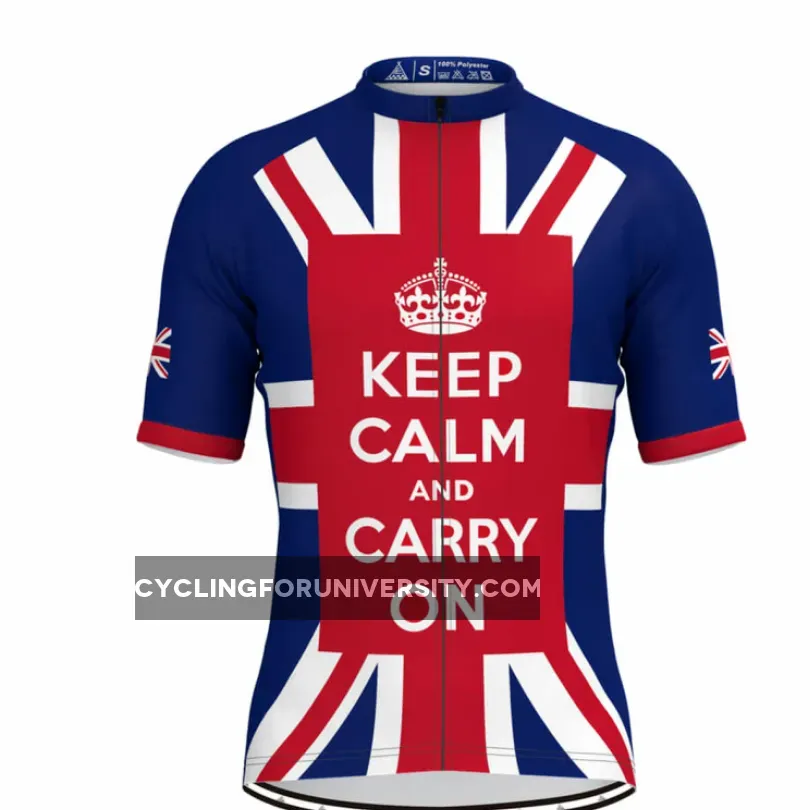 UK Flag Keep Calm And Carry On Men's Cycling Jersey