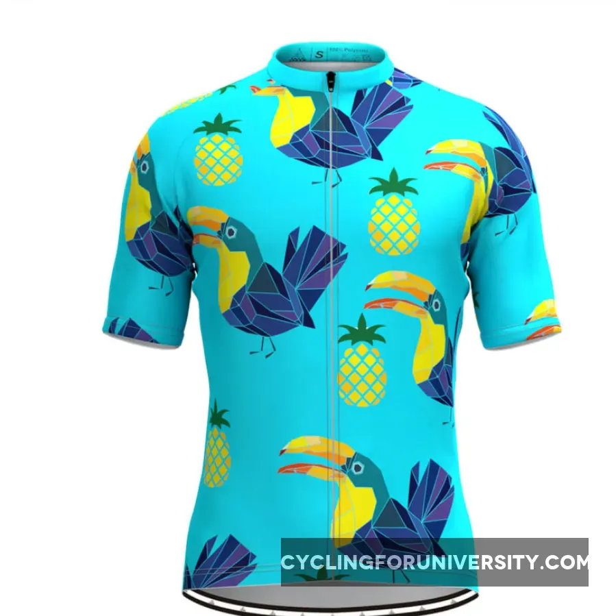 Men's Fruit Bird Print Cycling Jersey - Pineapple Restock