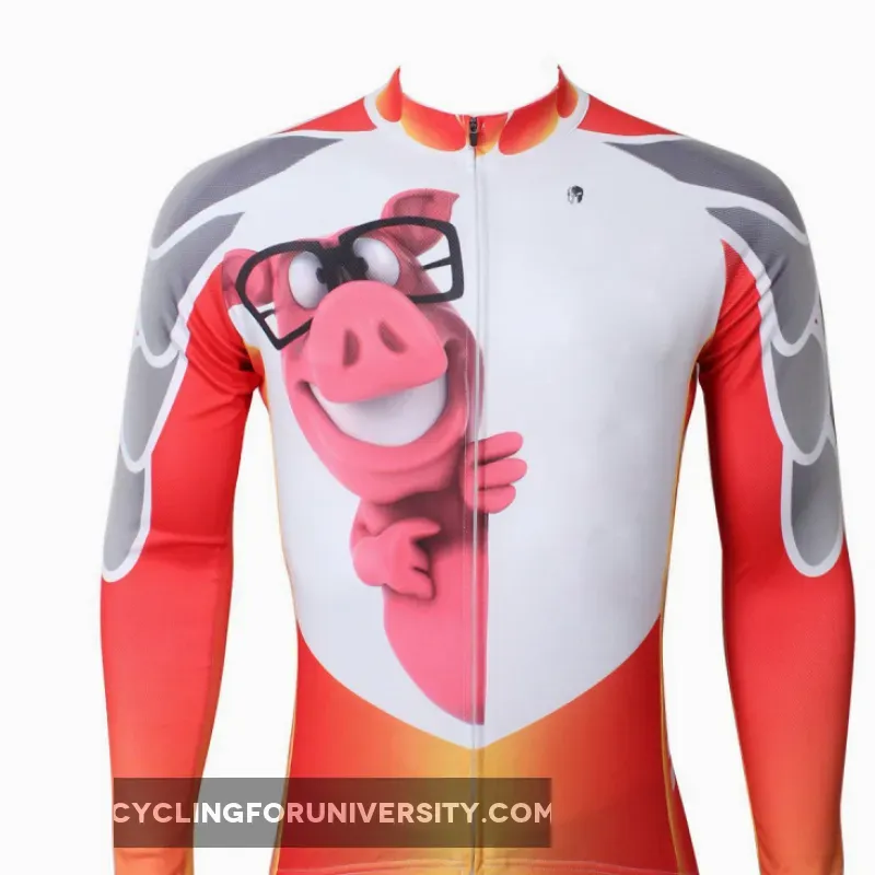 Ilpaladino Animal Pink Pig Men's Long/Short-sleeve Cycling Bike jersey T-shirt Summer Spring Autumn Road Bike Wear Mountain Bike MTB Clothes Sports Apparel Top NO.399