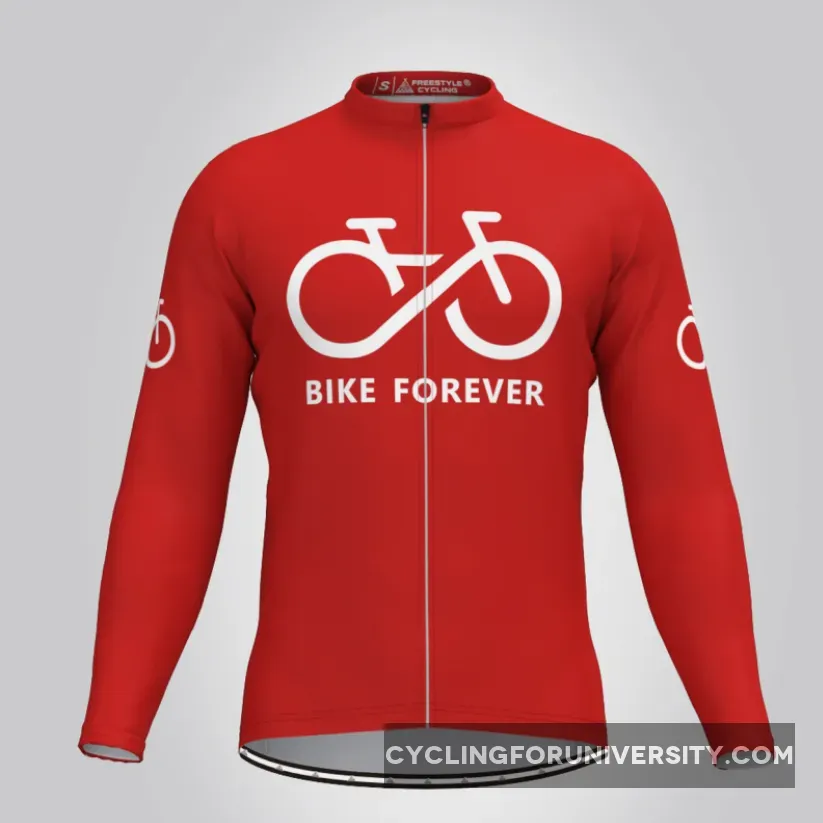 Men's Bike Forever LS Cycling Jersey - Red Restock