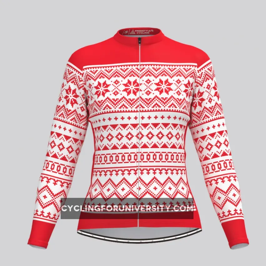 Classic Ugly Christmas sweater Women's LS Cycling Jersey - Red