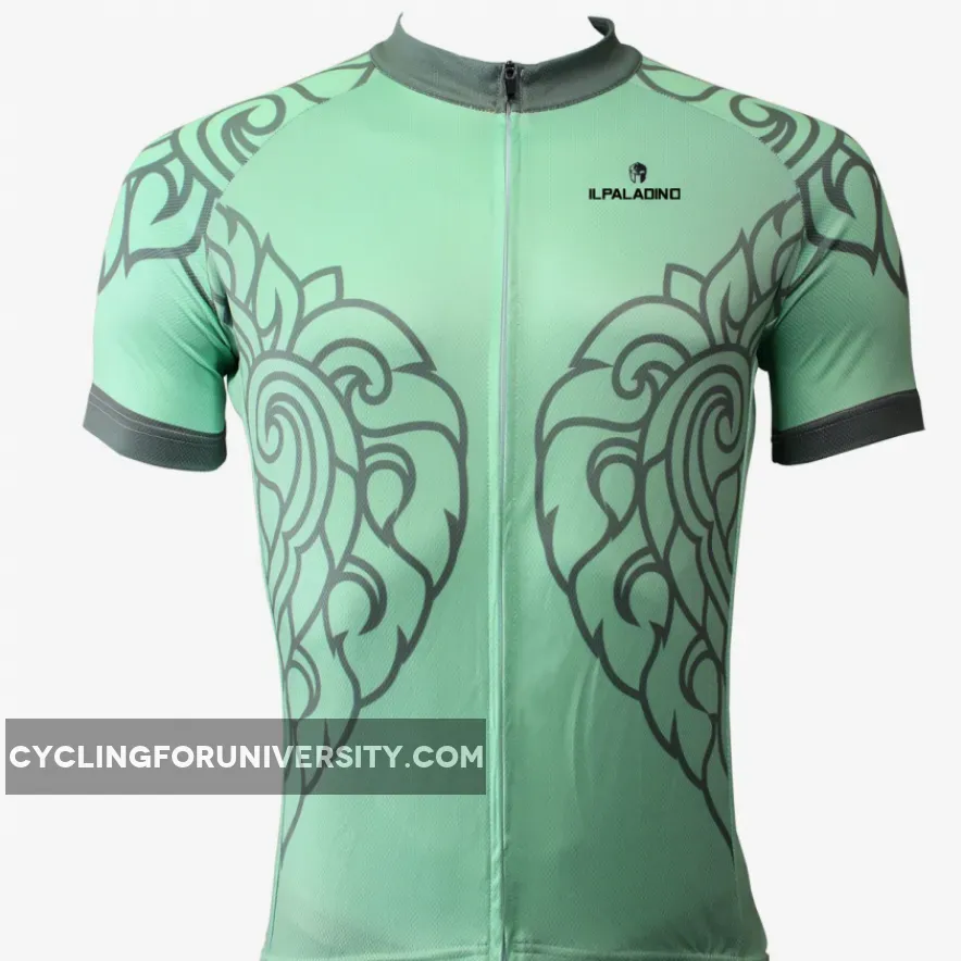 Patterned Green Leaves Men's Short-Sleeve Cycling Jersey Bicycling Shirts Summer NO.505