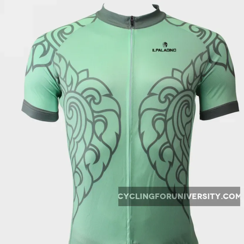 Patterned Green Leaves Men's Short-Sleeve Cycling Jersey Bicycling Shirts Summer NO.505