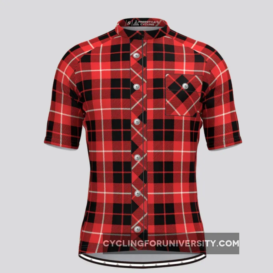 Plaid Checkered Shirt V18 Men's Cycling Jersey For Sale