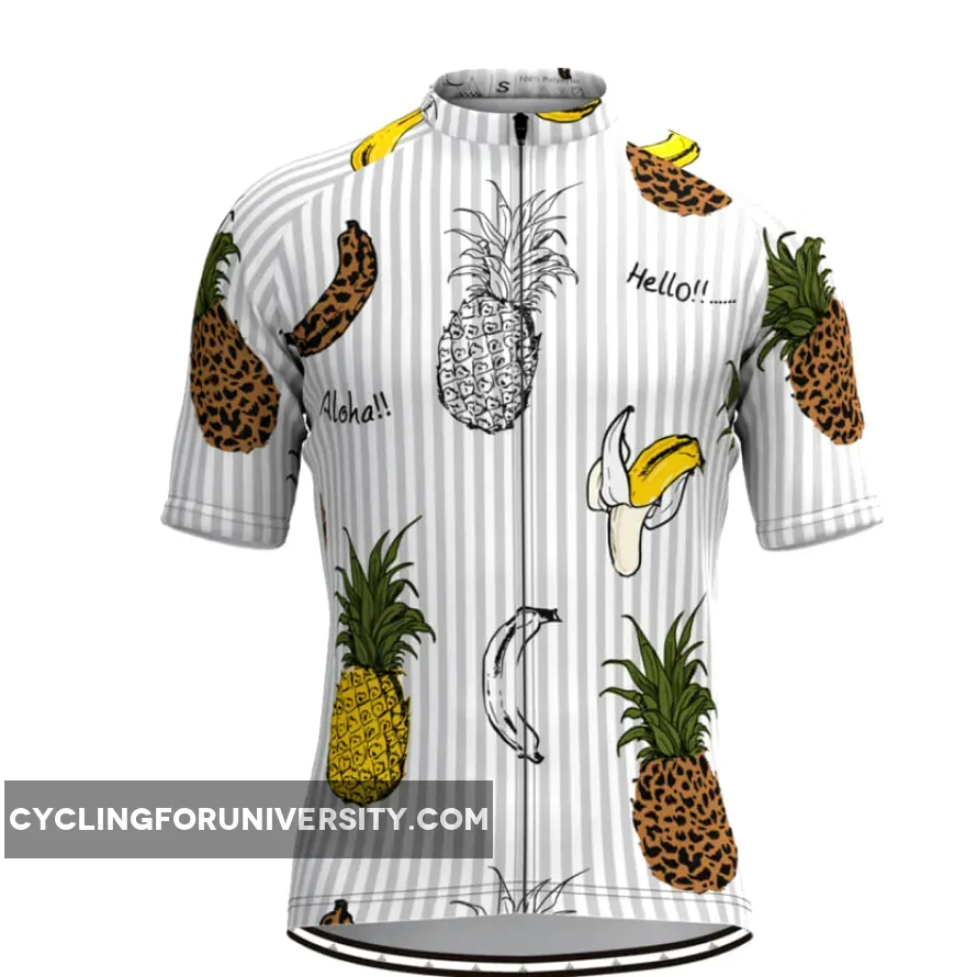 Men's Aloha Fruit Print Stripe Hawaiian Cycling Jersey