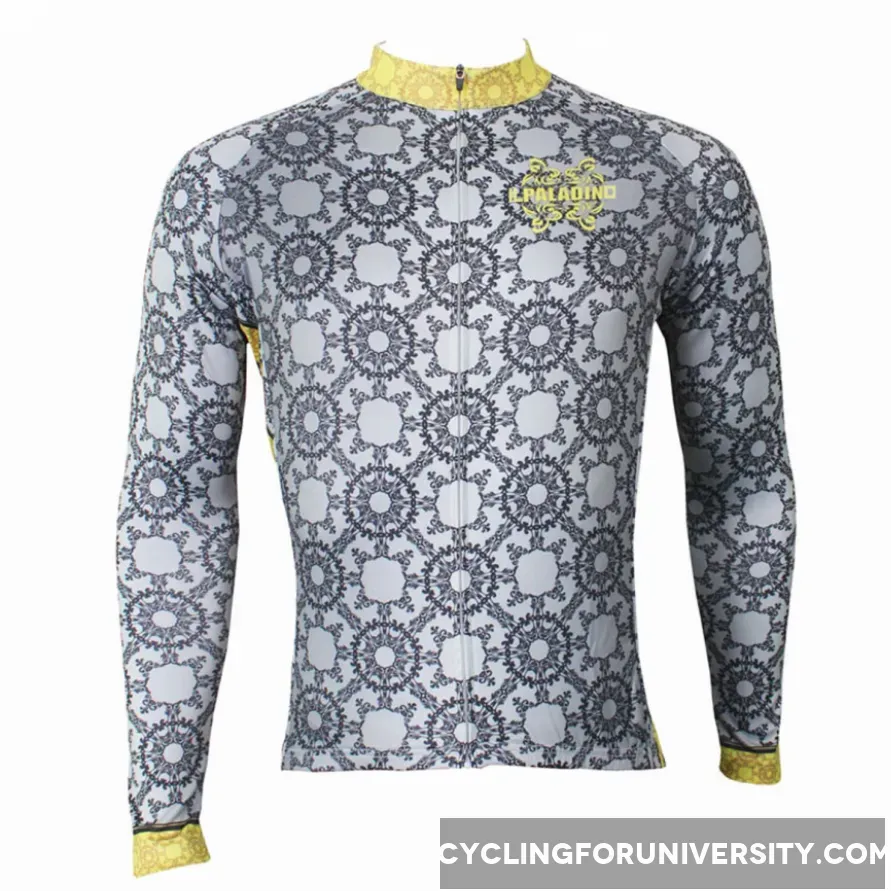 ILPALADINO Men's Long Grey Sleeves Cycling Jerseys Suit Apparel Outdoor Sports Gear Leisure Biking T-shirt Kit (Velvet) NO.510