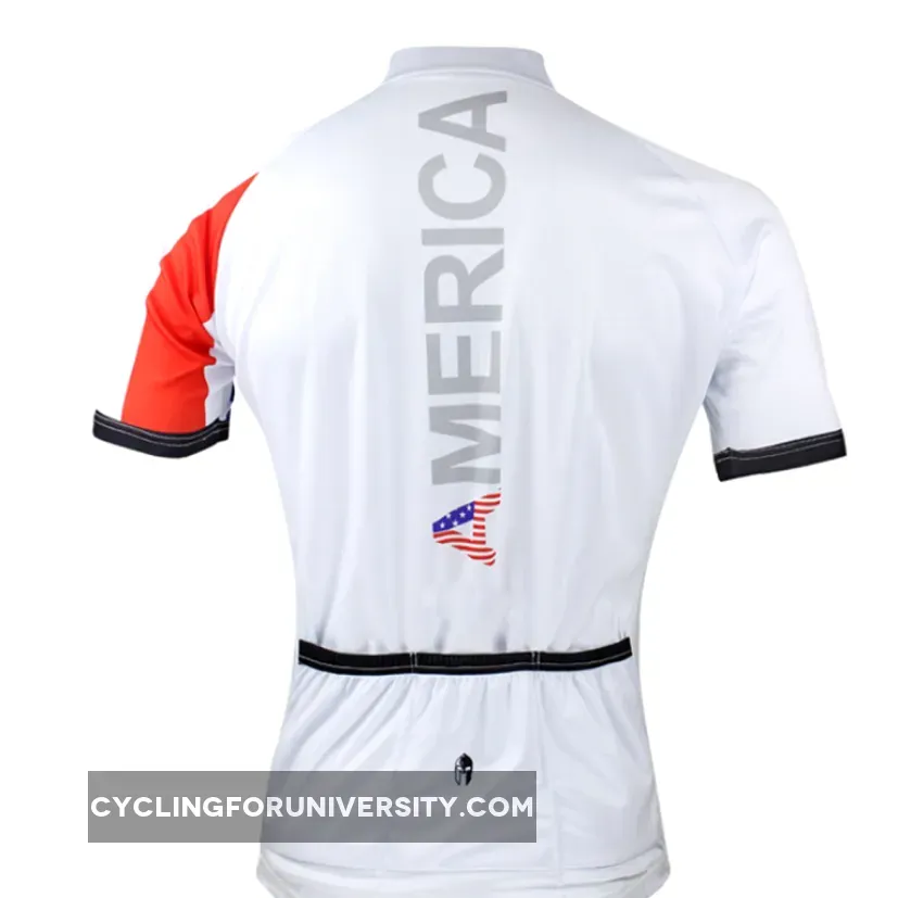 Ilpaladino American Simple White Men's Breathable Quick Dry Short-Sleeve Cycling Jersey Bicycling Shirts Summer Sport Upper Wear NO.059