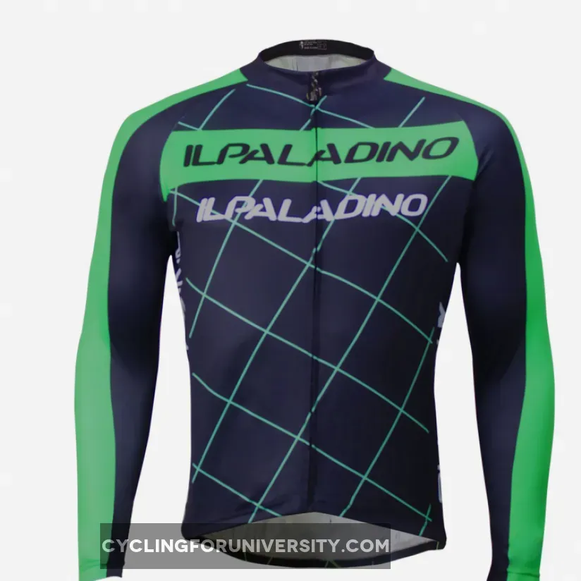 Men's Long-sleeve Black Cycling Jersey with Green-strip Suit Spring Fall/Autumn NO.765
