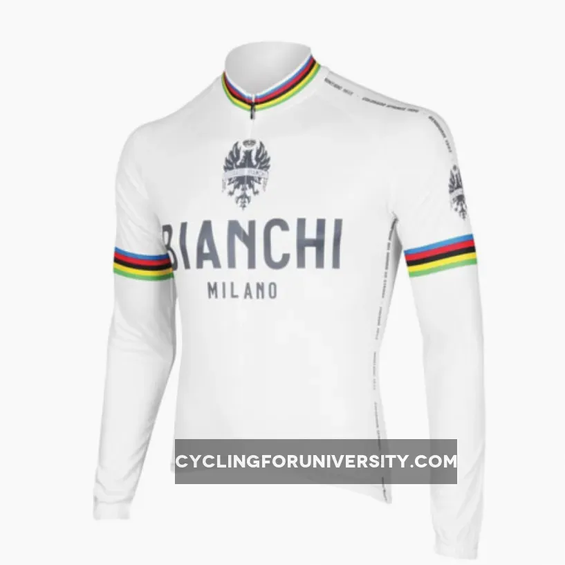 Bianchi World Champion White Cycling Winter Jacket For Sale