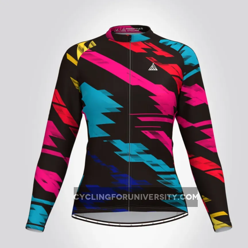 Classic Multicolor Gradient Women's LS Cycling Jersey
