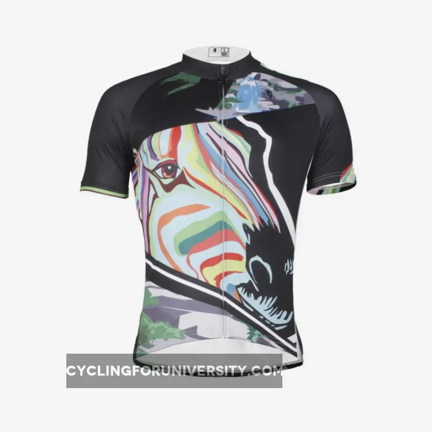 Ilpaladino Multicoloured Zebra Head Breathable Cycling Jersey Men's Short-Sleeve Sport Bicycling Shirts Summer Quick Dry Wear NO.633