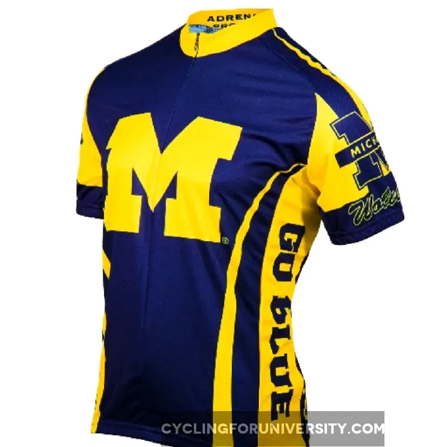 University of Michigan College 3/4 zip Men's Short Sleeve Cycling Jersey Michigan Bike Jersey