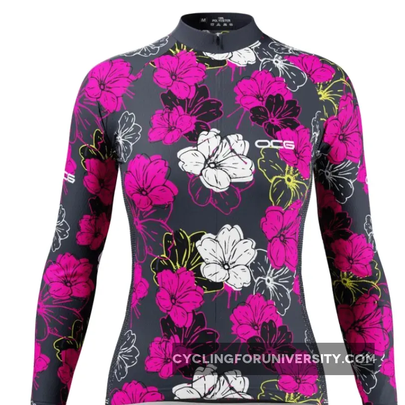 Women's Pink Floral Long Sleeve Cycling Jersey Online