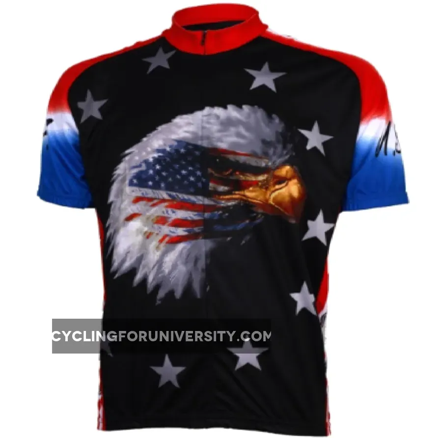 World Jersey American Eagle Patriotic Short Sleeve Men's 3/4 zip Cycling Jersey