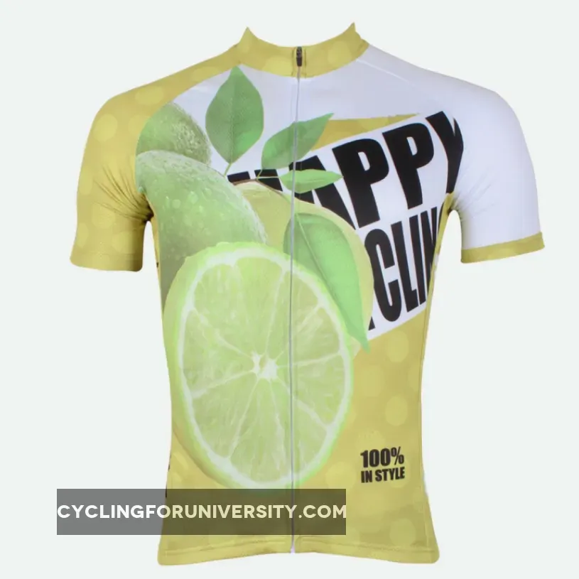 Happy Cycling Summer Fruit Lemon Men's Short-Sleeve Cycling Jersey Suit Biking Wear Breathable Outdoor Sports Gear Leisure Biking T-shirt Sports Clothes NO.177