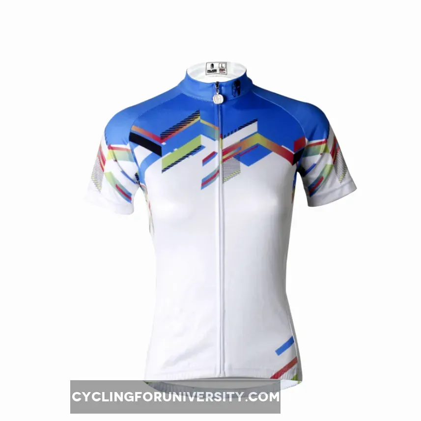 Ilpaladino Blue-Shoulder White Women's Quick Dry Short-Sleeve Cycling Jersey Biking Shirts Breathable Summer Apparel Outdoor Sports Gear Clothes NO.687