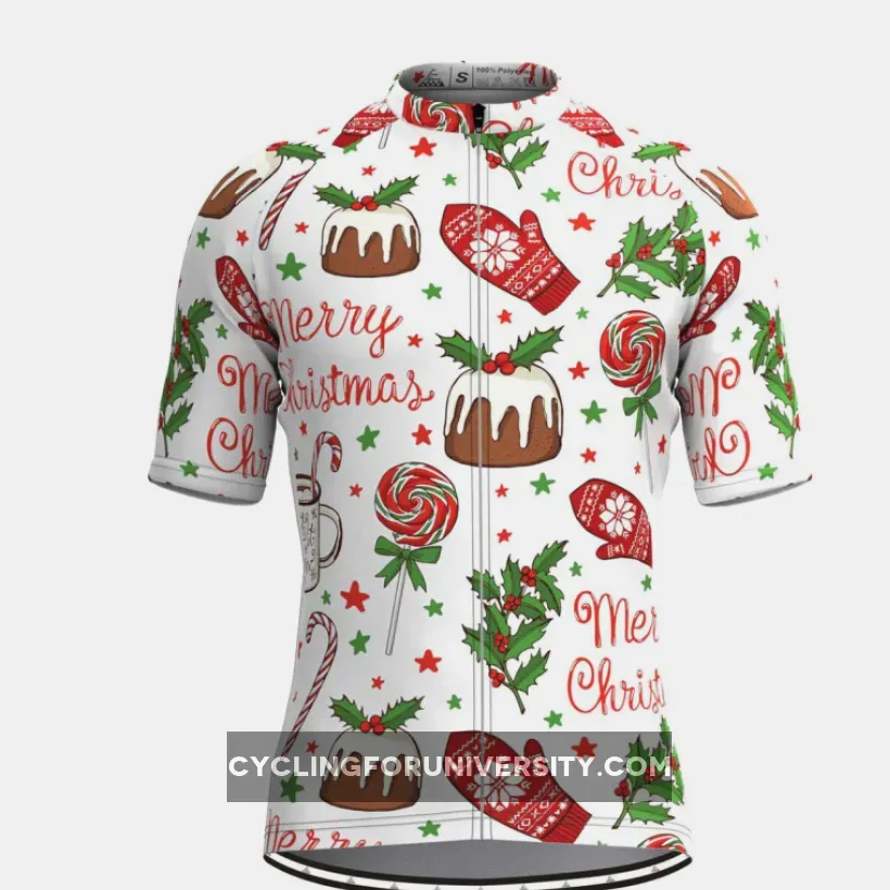 Merry Christmas Themed Print Cycling Jersey Brand New