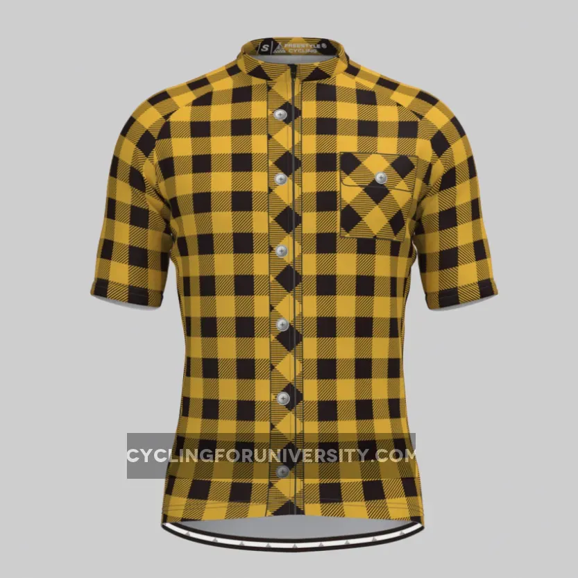Plaid Checkered Shirt V2 Men's Cycling Kit Yellow To Buy
