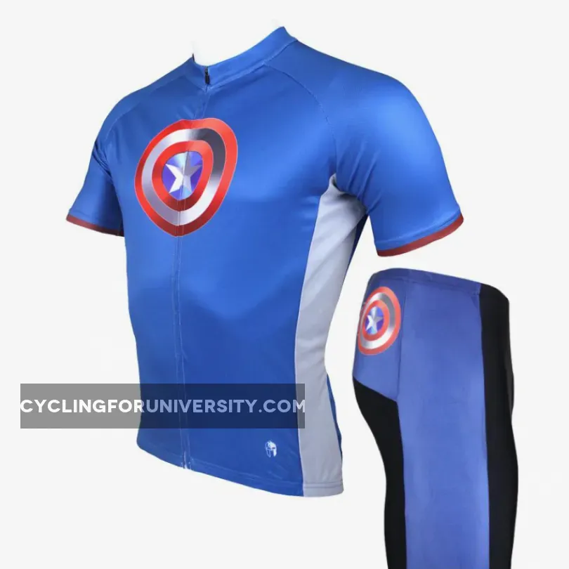 Marvel Comics Hero Short/Long-sleeve Cycling Jersey T-shirt Summer Spring Autumn Captain America NO.040