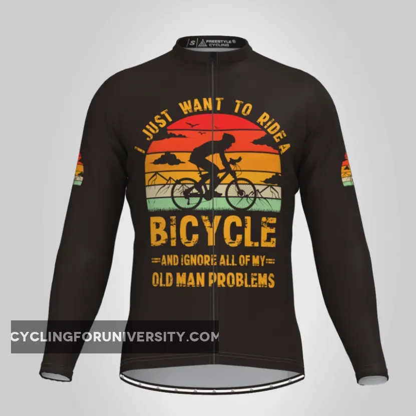 I Just Want To Ride A Bicycle LS Cycling Jersey Black