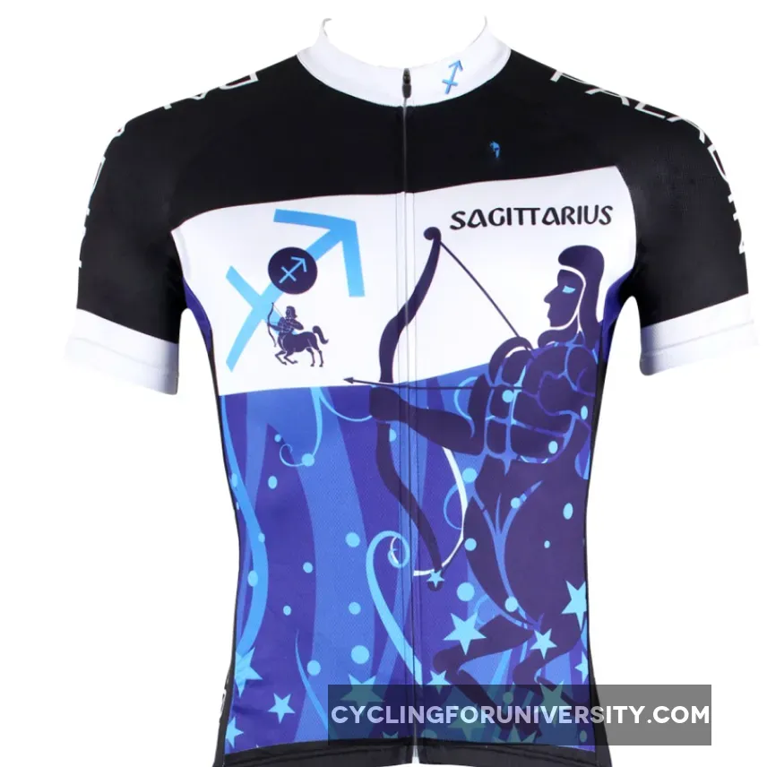 Ilpaladino Sagittarius Pursuit Constellation Series 12 Horoscopes Man's Short-sleeve Cycling Jersey Team Pro Cycle Jacket T-shirt Summer Spring Clothes Leisure Sportswear Apparel Signs of the Zodiac NO.264