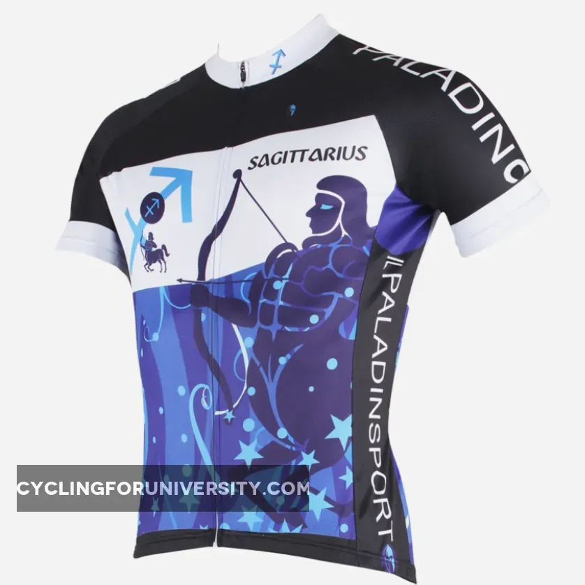 Ilpaladino Sagittarius Pursuit Constellation Series 12 Horoscopes Man's Short-sleeve Cycling Jersey Team Pro Cycle Jacket T-shirt Summer Spring Clothes Leisure Sportswear Apparel Signs of the Zodiac NO.264