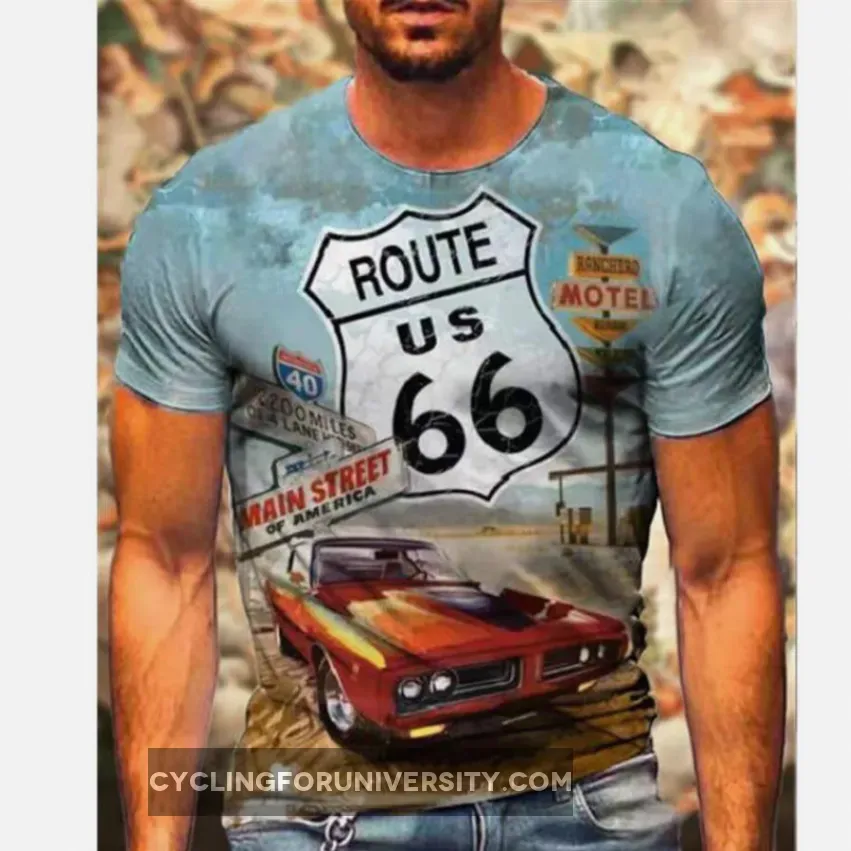 Men T-shirt 3D Car Highway Motorcycle Biker Hip Hop Tshirt Tee Top Oversize