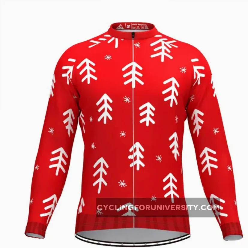Ugly Christmas Sweater snowflake LS Cycling Jersey Red