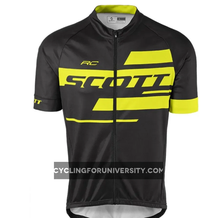 2017 Scott RC Team 10 Black-Yellow short sleeve cycling jersey bike clothing cycle apparel shirt
