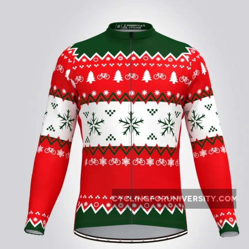 Christmas Snowflake Ugly Sweater Long Sleeve Cycling Jersey