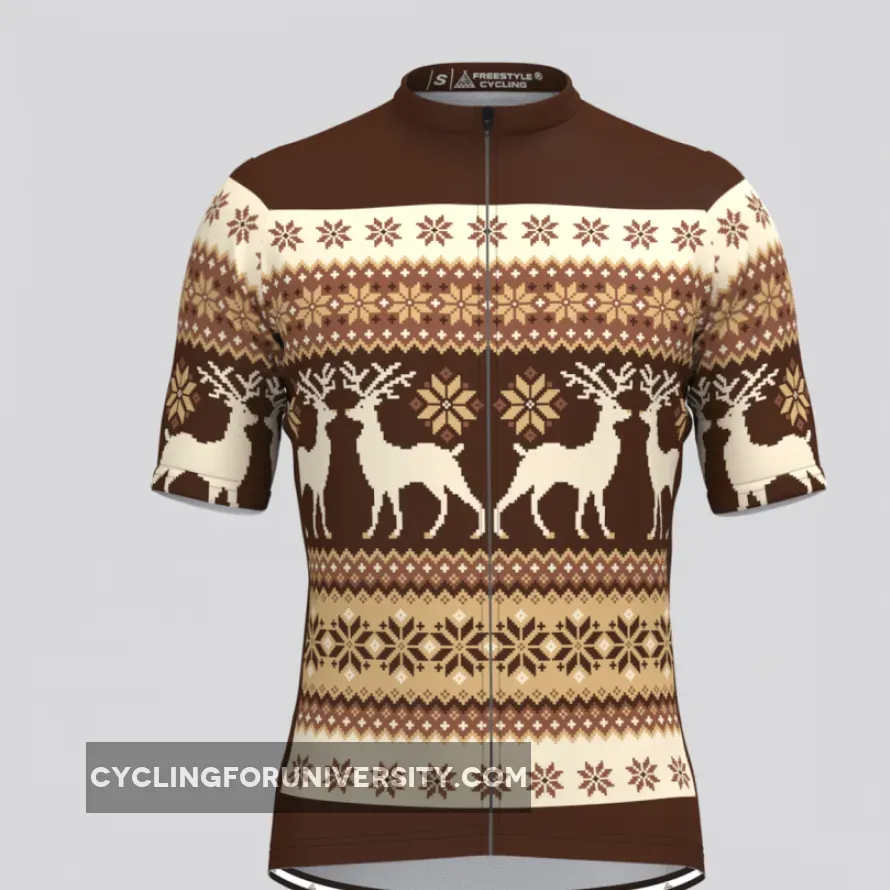 Men's Classic Ugly Christmas sweater Cycling Jersey - Brown