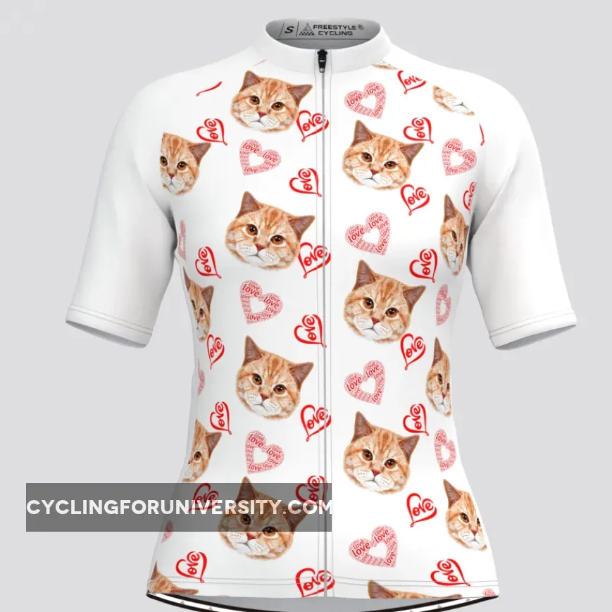 Custom Cat Face V4 Women's Jersey-White For Sale