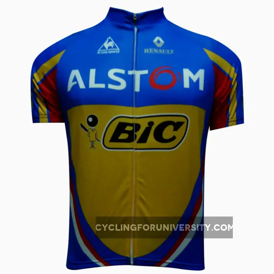 2012 Alstom Bic Short Sleeve Cycling Jersey Blue Yellow Edtion