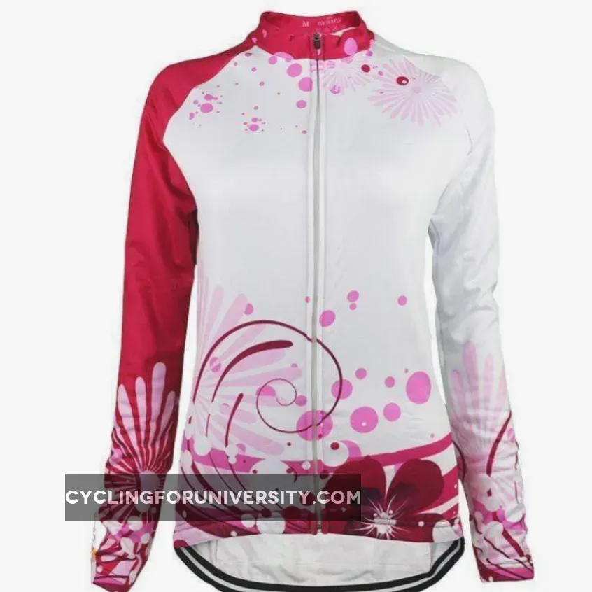 Women's Pink Swirl Long Sleeve Cycling Jersey Brand New