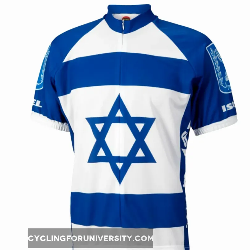 Israel National Flag Style Short sleeve 16" zip men's cycling jersey