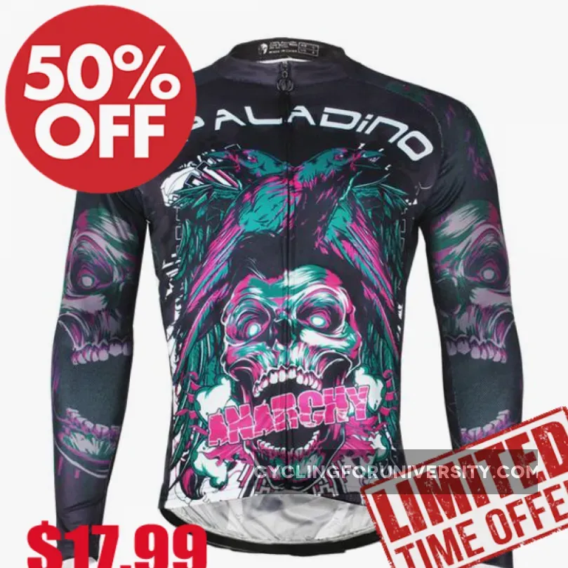 ILPALADINO Skull Men's Long Sleeves Cycling Jersey Pro Cycle Clothing Racing Apparel Outdoor Sports Leisure Biking T-shirt NO.720