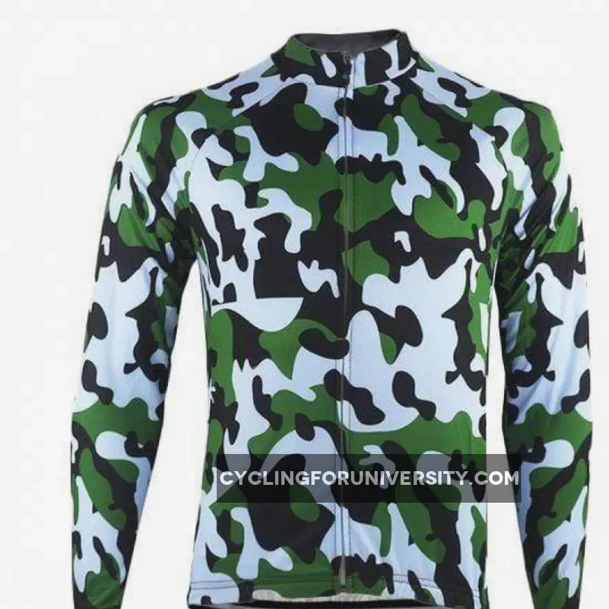 Men's Long Sleeve Camouflage Winter Cycling Jersey #Mens Winter Cycling Gear