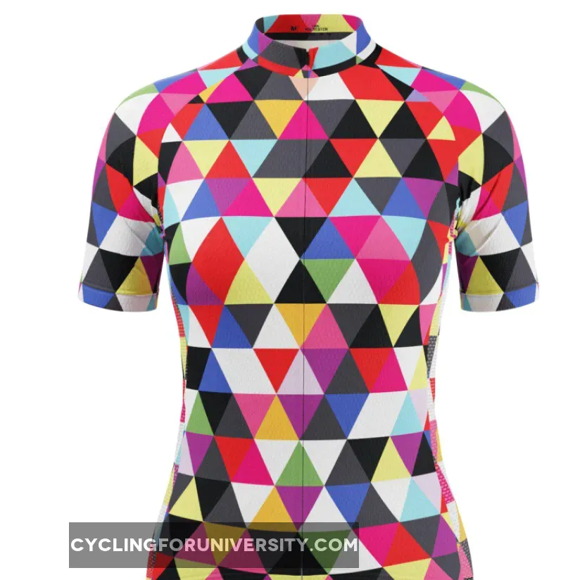 Women's High Viz Color Triangles Short Sleeve Cycling Jersey