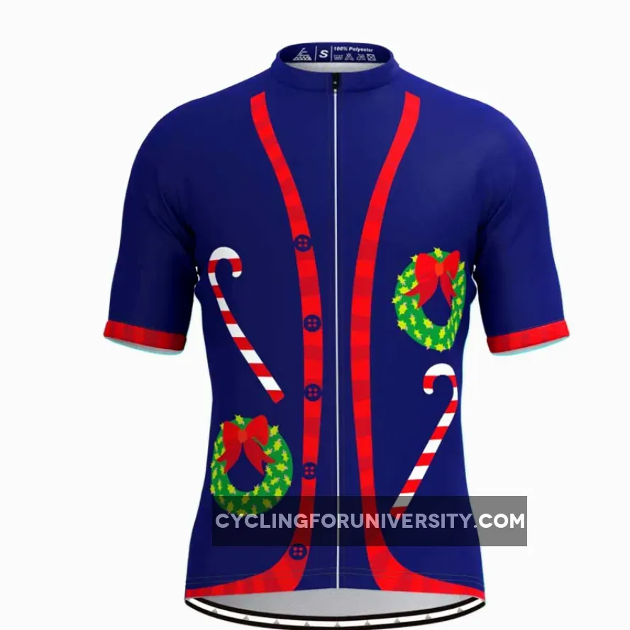 Ugly Christmas Sweater Vest Cycling Jersey-Candy cane&Donuts