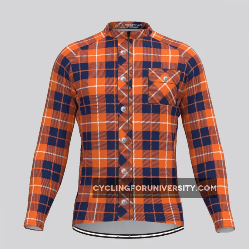 Plaid Checkered Shirt V11 Men's LS Cycling Jersey Online